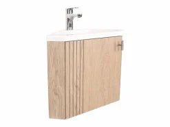 Mueble de lavabo de esquina KODA + juego de grifería^
