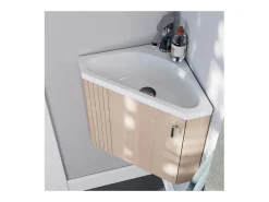 Mueble de lavabo de esquina KODA + juego de grifería^