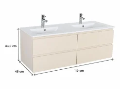 Mueble de lavabo doble de 120cm con encimera de cerámica y grifería cromada SORRENTO^ Best