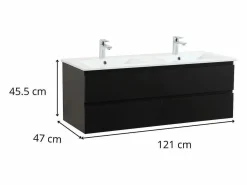 Mueble De Baño Con Doble Lavabo|Mueble de lavabo doble suspendido SORRENTO de 120 cm con encimera de cerámica