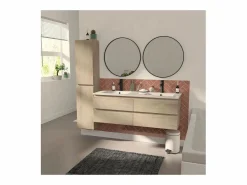 Mueble de lavabo doble suspendido SORRENTO de 120 cm con encimera de cerámica^ Clearance