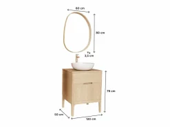 Conjunto De Baño|Mueble de lavabo individual + lavabo + grifo + espejo ALASKA