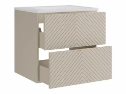 Vente-unique Mueble De Baño Simple|Mueble de lavabo único suspendido con diseño con diseño de espiga y lavabo encastrado, , 60 cm - DORIONI