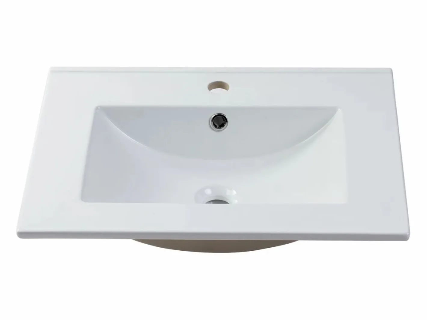 Vente-unique Mueble De Baño Simple|Mueble de lavabo único suspendido con diseño con diseño de espiga y lavabo encastrado, , 60 cm - DORIONI