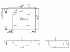 Vente-unique Mueble De Baño Simple|Mueble de lavabo único suspendido con diseño con diseño de espiga y lavabo encastrado, , 60 cm - DORIONI