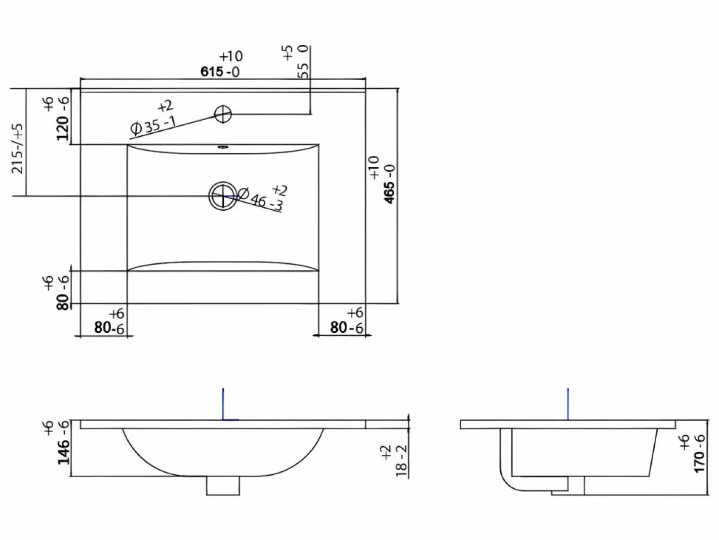 Vente-unique Mueble De Baño Simple|Mueble de lavabo único suspendido con diseño con diseño de espiga y lavabo encastrado, , 60 cm - DORIONI
