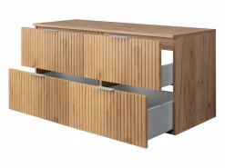 Mueble de lavabo, Roble Craft, 120 (2 x 60) x 57 x 46 cm, tirador plata + Encimera^ Outlet