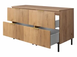 Mueble De Pared Para Baño|Mueble de lavabo, Roble Craft, 120 (2 x 60) x 77 x 46 cm, tirador dorado, patas negras + Encimera
