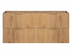 Mueble de lavabo, Roble Craft, 120 (2 x 60) x 57 x 46 cm, tirador dorado, sin encimera^ Clearance