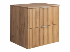 Mueble De Pared Para Baño|Mueble de lavabo, Roble Craft, 60 x 57 x 46 cm, tirador plata + Encimera