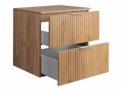 Mueble De Pared Para Baño|Mueble de lavabo, Roble Craft, 60 x 57 x 46 cm, tirador plata + Encimera