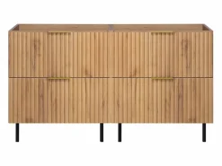 Mueble de lavabo, Roble Craft, 120 (2 x 60) x 77 x 46 cm, tirador dorado, patas Negros, sin encimera Marru00f3n Online