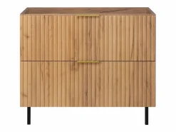 Mueble de lavabo, Roble Craft, 80 x 77 x 46 cm, tirador dorado, patas Negros, sin encimera^ Hot