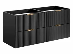 Vente-unique Mueble de lavabo suspendido con acabado acanalado , 120 cm de ancho, Zevara Negro Online