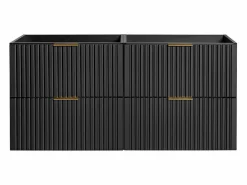 Vente-unique Mueble de lavabo suspendido con acabado acanalado , 120 cm de ancho, Zevara Negro Online