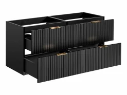 Vente-unique Mueble de lavabo suspendido con acabado acanalado , 120 cm de ancho, Zevara Negro Online