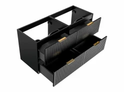Vente-unique Mueble de lavabo suspendido con acabado acanalado , 120 cm de ancho, Zevara Negro Online