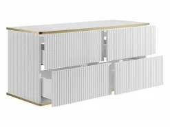 Mueble de lavabo suspendido con borde dorado acanalado, , 120 cm de ancho, KELIZA^Vente-unique Outlet