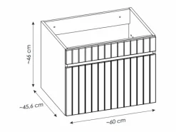 Vente-unique Mueble De Lavabo|Mueble de lavabo suspendido con acabado acanalado rosa, 60 cm, SATARA