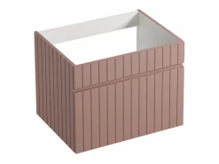 Vente-unique Mueble De Lavabo|Mueble de lavabo suspendido con acabado acanalado rosa, 60 cm, SATARA