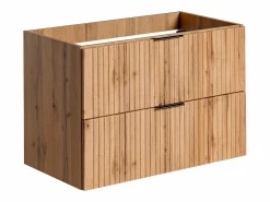Vente-unique Mueble de lavabo suspendido con acabado acanalado natural claro, 80 cm de ancho, Zevara Color natural claro Sale
