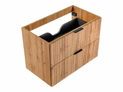 Vente-unique Mueble de lavabo suspendido con acabado acanalado natural claro, 80 cm de ancho, Zevara Color natural claro Sale