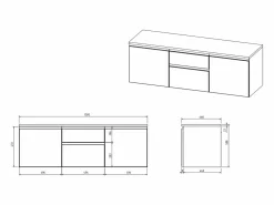 Vente-unique Mueble De Lavabo|Mueble de lavabo suspendido en antracita, An. 150 x Al. 46 x Pr. 50 cm, JIMENA II