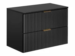 Vente-unique Mueble De Lavabo|Mueble de lavabo suspendido con acabado ranurado y estante, 80 cm de ancho, Zevara