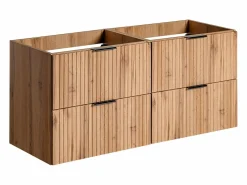 Vente-unique Mueble de lavabo suspendido con acabado ranurado, natural claro, 120 cm de ancho, ZEVARA Color natural claro Outlet