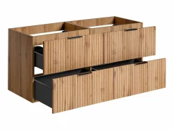 Vente-unique Mueble de lavabo suspendido con acabado ranurado, natural claro, 120 cm de ancho, ZEVARA Color natural claro Outlet