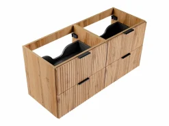 Vente-unique Mueble de lavabo suspendido con acabado ranurado, natural claro, 120 cm de ancho, ZEVARA Color natural claro Outlet