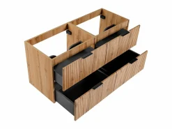 Vente-unique Mueble de lavabo suspendido con acabado ranurado, natural claro, 120 cm de ancho, ZEVARA Color natural claro Outlet