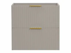 Vente-unique Mueble de lavabo suspendido con diseño acanalado, , 60 cm de ancho, Zevara Beige Online