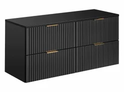 Vente-unique Mueble De Lavabo|Mueble de lavabo suspendido con acabado ranurado y estante, , 120 cm de ancho, Zevara