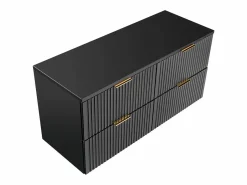 Vente-unique Mueble De Lavabo|Mueble de lavabo suspendido con acabado ranurado y estante, , 120 cm de ancho, Zevara