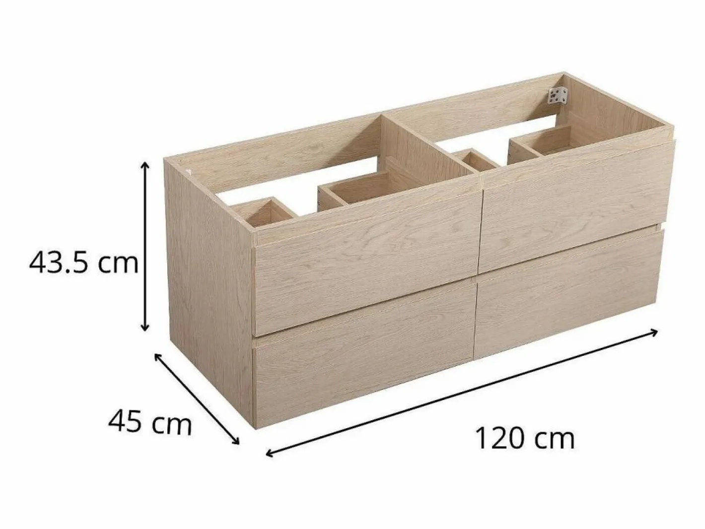Mueble de lavabo suspendido SORRENTO de 4 cajones, 120 cm^ Discount