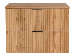Vente-unique Mueble De Lavabo|Mueble de lavabo suspendido con acabado ranurado y estante, , ancho 80 cm, ZEVARA