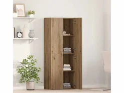 Armario Oficina|Mueble de oficina de 2 piezas, roble artesanal, 60 x 32 x 153 cm