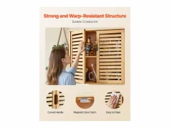 Mueble De Pared Para Baño|Mueble de Pared de Baño SucceBuy, 2 Puertas y Estante Ajustable con 3 Niveles de Altura, Botiquín de Almacenamiento sobre el Inodoro