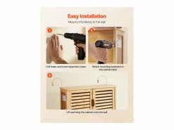 Mueble De Pared Para Baño|Mueble de Pared de Baño SucceBuy, 2 Puertas y Estante Ajustable con 3 Niveles de Altura, Botiquín de Almacenamiento sobre el Inodoro