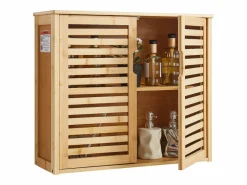 Mueble De Pared Para Baño|Mueble de Pared de Baño SucceBuy, 2 Puertas y Estante Ajustable con 3 Niveles de Altura, Botiquín de Almacenamiento sobre el Inodoro