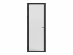 Vente-unique Mueble de puerta reversible de aluminio y cristal esmerilado - Al. 204 x An. 93 cm - LOXTON Negro Best