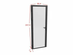 Vente-unique Mueble de puerta reversible de aluminio y cristal esmerilado - Al. 204 x An. 93 cm - LOXTON Negro Best