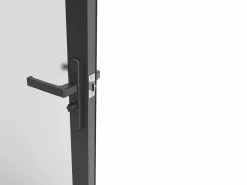 Vente-unique Mueble de puerta reversible de aluminio y cristal esmerilado - Al. 204 x An. 93 cm - LOXTON Negro Best