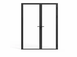 Vente-unique Puerta Con Marco|Mueble de puerta reversible de doble hoja con cristal templado - 2 x Al 204 x An 73 cm - LOXTON