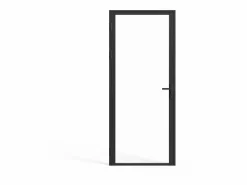 Vente-unique Mueble de puerta reversible de aluminio y cristal templado transparente - Al 204 x An 73 cm - LOXTON Negro Clearance