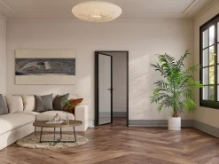 Vente-unique Puerta Con Marco|Mueble de puerta reversible de aluminio y cristal templado transparente - Al 204 x An 83 cm - LOXTON