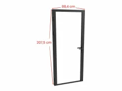 Vente-unique Puerta Con Marco|Mueble de puerta reversible de aluminio y cristal templado transparente - Al 204 x An 83 cm - LOXTON