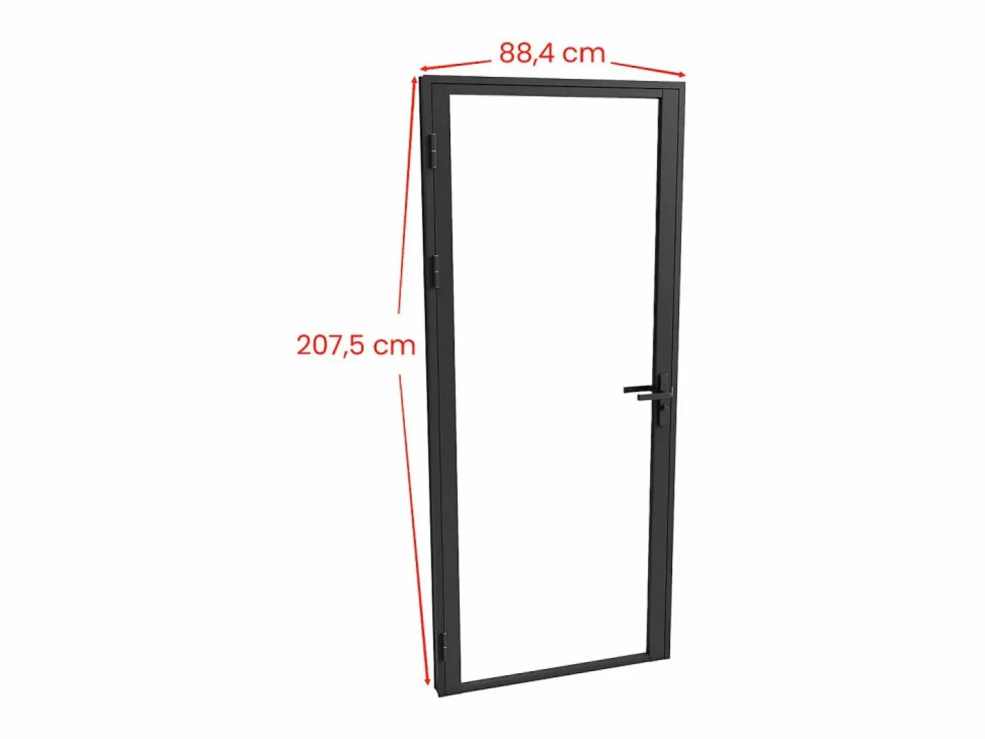Vente-unique Puerta Con Marco|Mueble de puerta reversible de aluminio y cristal templado transparente - Al 204 x An 83 cm - LOXTON