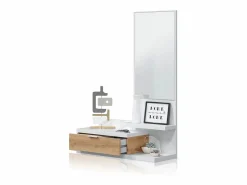 duehome Mueble de recibidor Fiord Blanco Artik (Blanco Mate) - Roble Nodi Gris